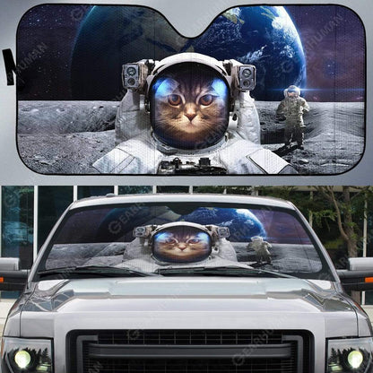 Gearhumans Custom Car Auto Sunshade Cat In Space