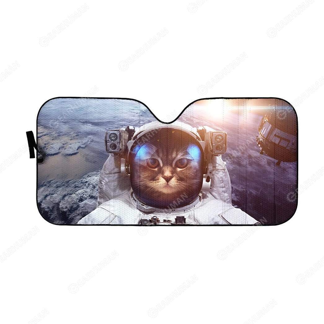 Gearhumans Custom Car Auto Sunshade Cat In Spaceship