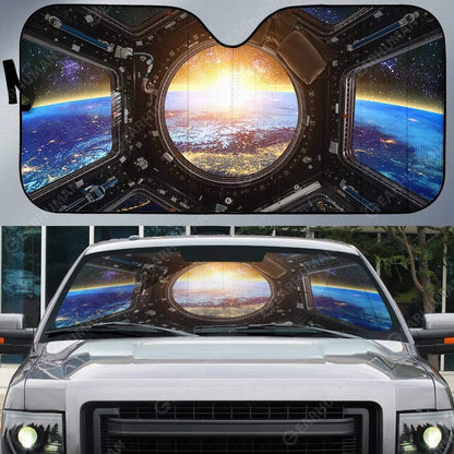 Gearhumans Custom Car Auto Sunshade Earth and Spacecraft