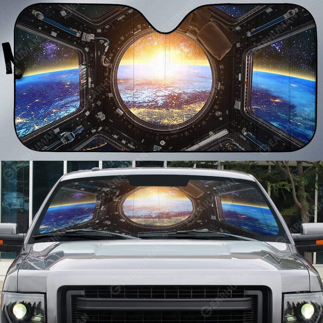 Gearhumans Custom Car Auto Sunshade Earth and Spacecraft