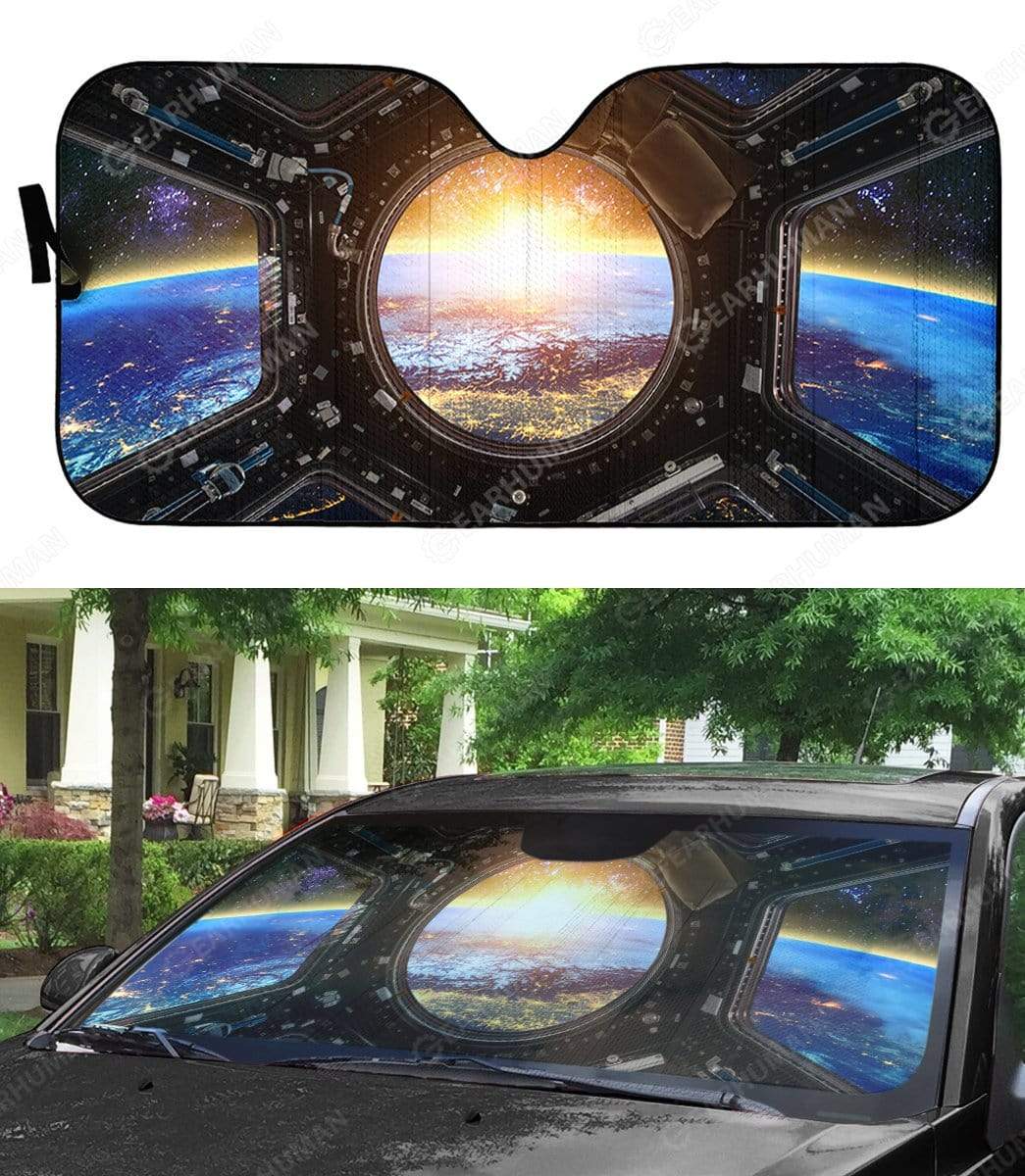 Gearhumans Custom Car Auto Sunshade Earth and Spacecraft