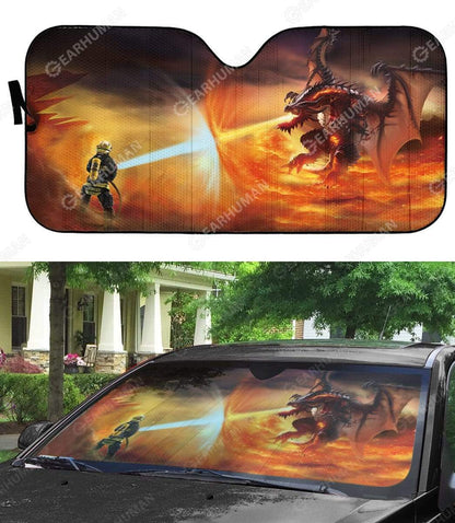 Gearhumans Custom Car Auto Sunshade Firefighter