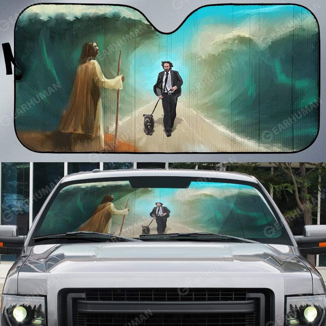 Gearhumans Custom Car Auto Sunshade Jesus And John Wick