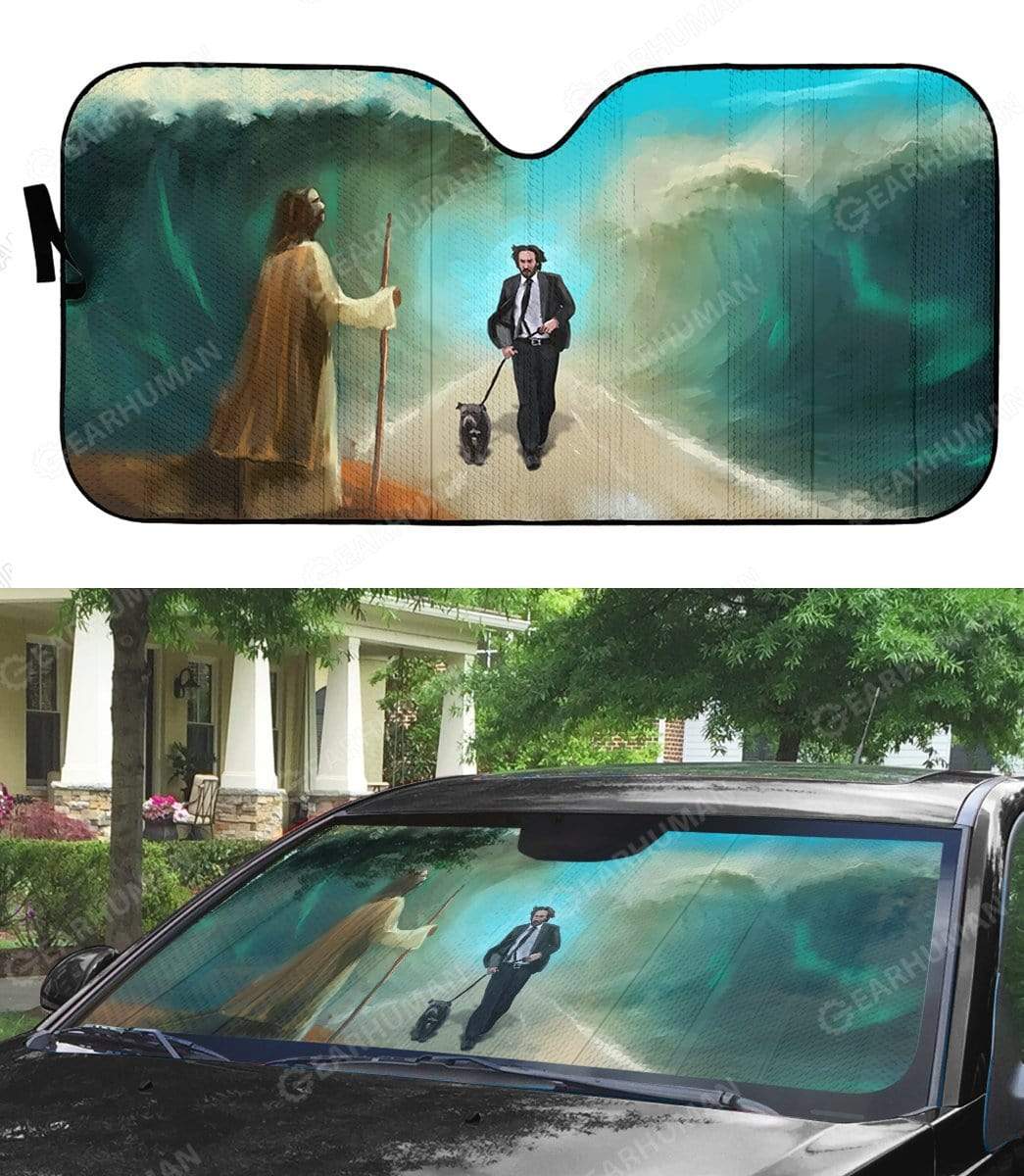 Gearhumans Custom Car Auto Sunshade Jesus And John Wick