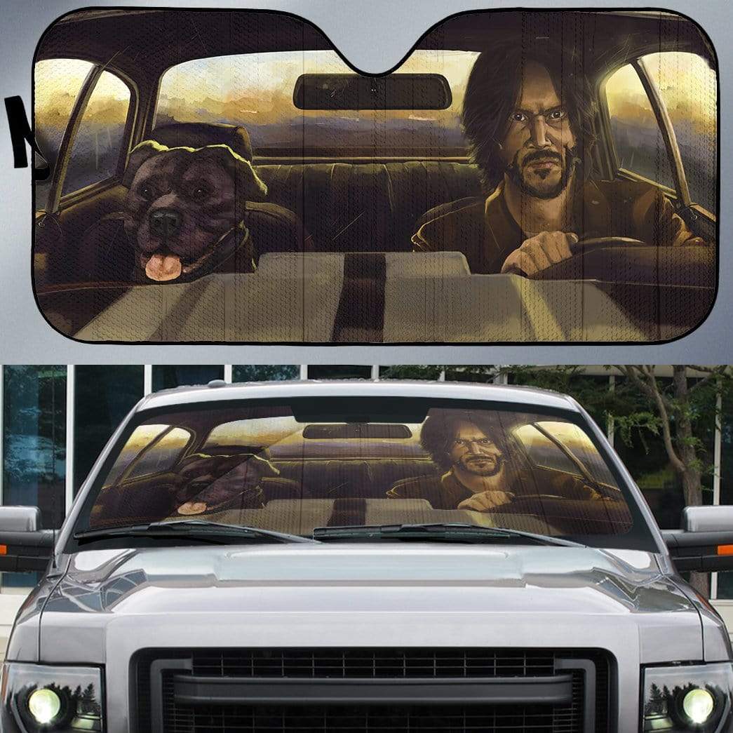 Gearhumans Custom Car Auto Sunshade John Wick And Dog