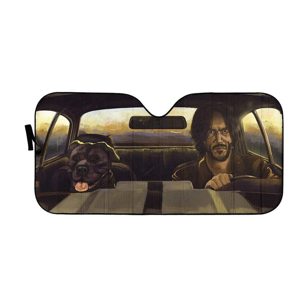 Gearhumans Custom Car Auto Sunshade John Wick And Dog