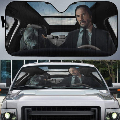 Gearhumans Custom Car Auto Sunshade John Wick With Dog