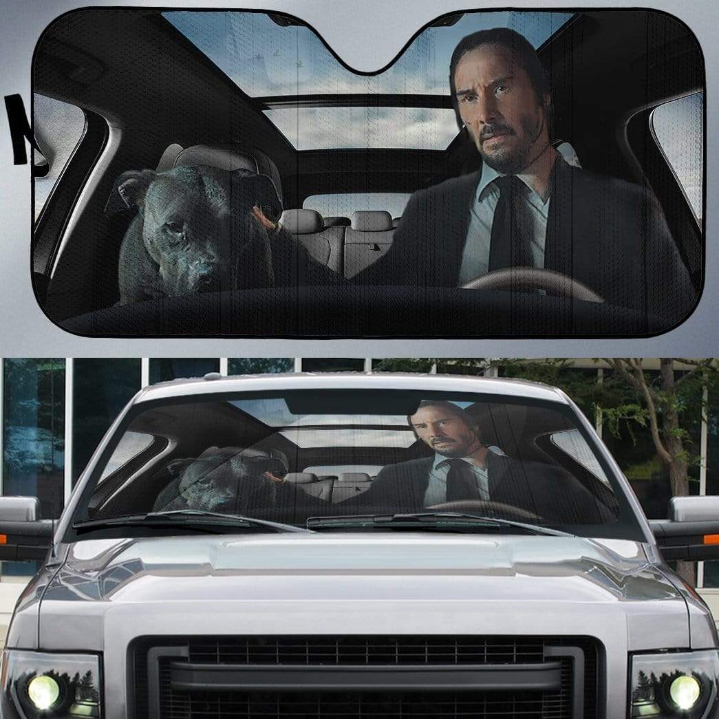 Gearhumans Custom Car Auto Sunshade John Wick With Dog