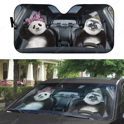 Gearhumans Custom Car Auto Sunshade Panda