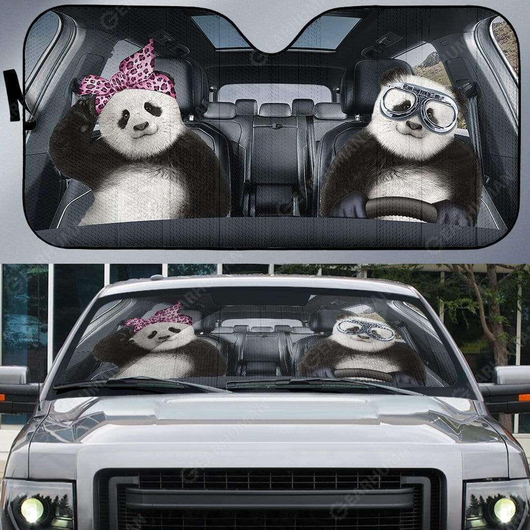 Gearhumans Custom Car Auto Sunshade Panda