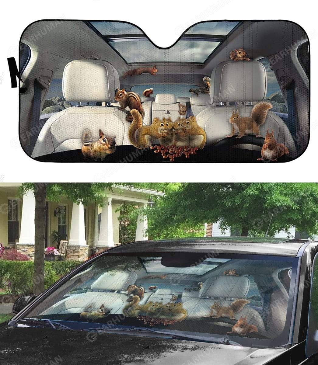 Gearhumans Custom Car Auto Sunshade Squirrels
