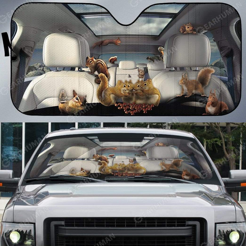 Gearhumans Custom Car Auto Sunshade Squirrels