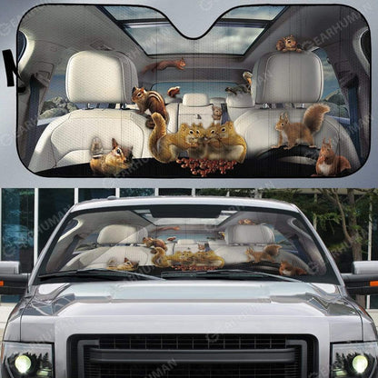 Gearhumans Custom Car Auto Sunshade Squirrels