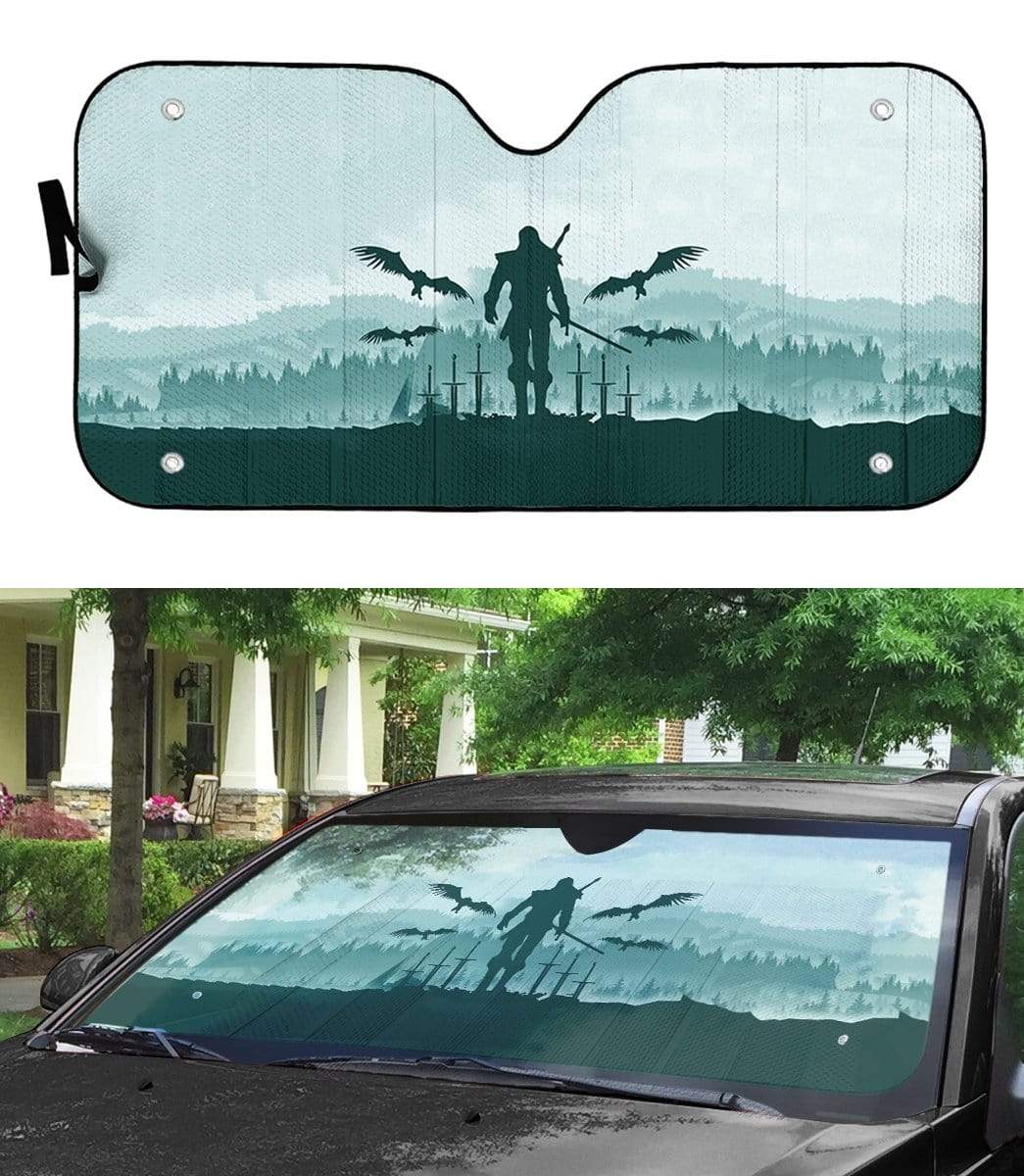 Gearhumans Custom Car Auto Sunshade The Witcher Geralt