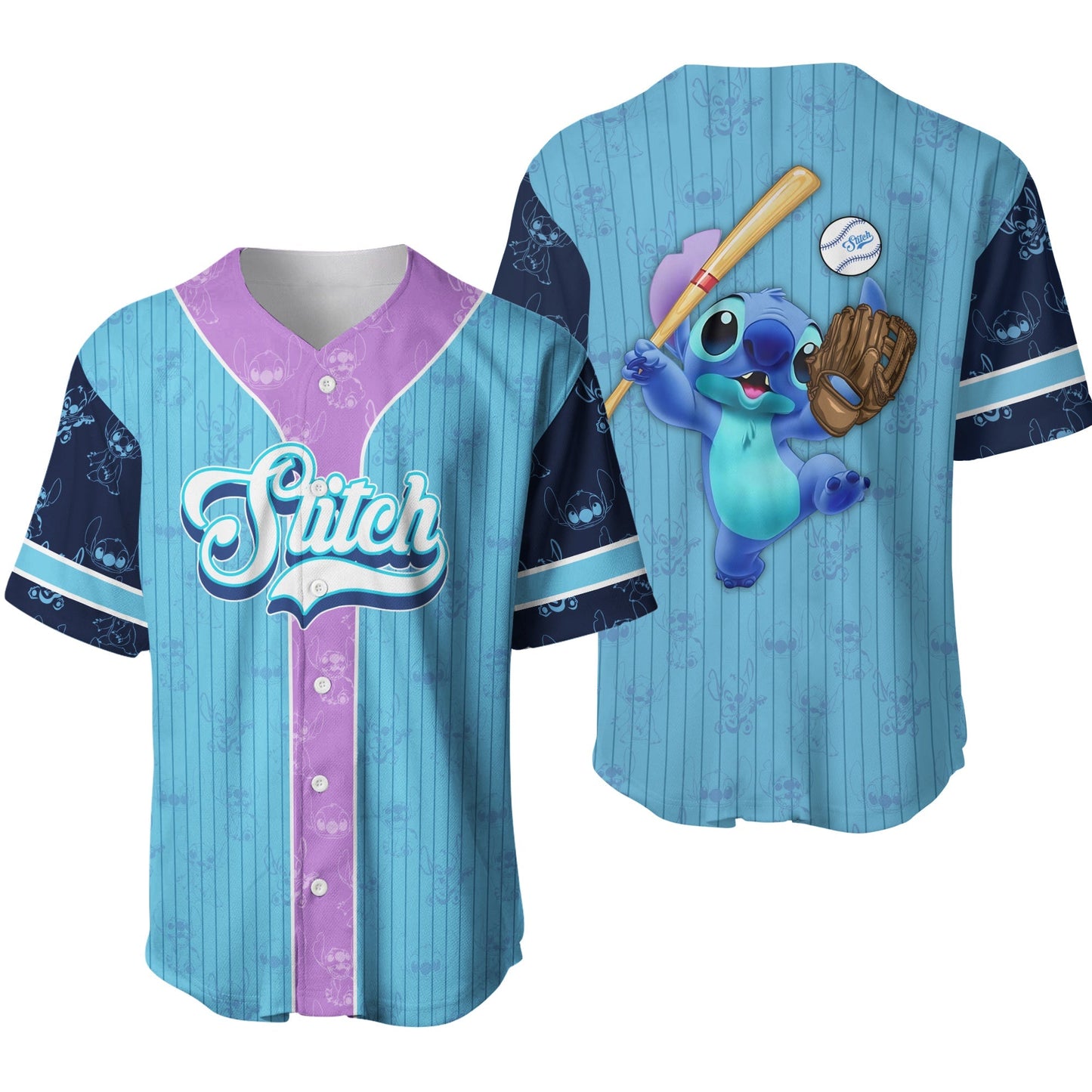 Stitch Jersey Disney Stitch With Bat And Ball Grpahic Blue Jersey Shirt Stitch Baseball Jersey Disney Baseball Jersey