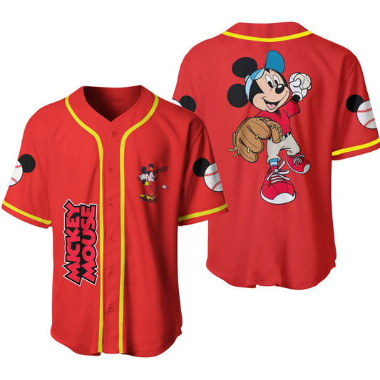 Disney Jersey Disney Mickey Mouse The Pitcher Graphic Red Jersey Shirt Disney Baseball Jersey Mickey Baseball Jersey