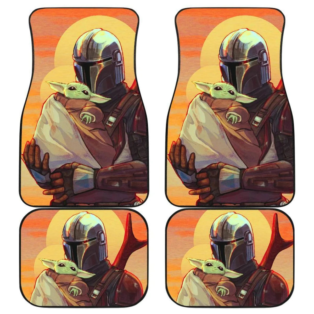 SW Car Mats SW Cute Mandalorian And Baby Yoda Car Floor Mats Colorful