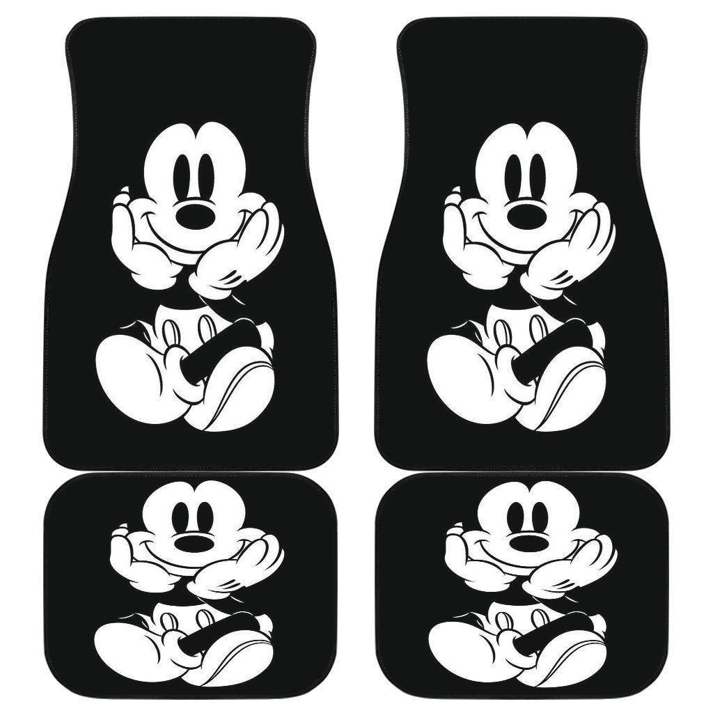 MM Car Mats DN MM Sitting Waiting Graphic Car Floor Mats Black White