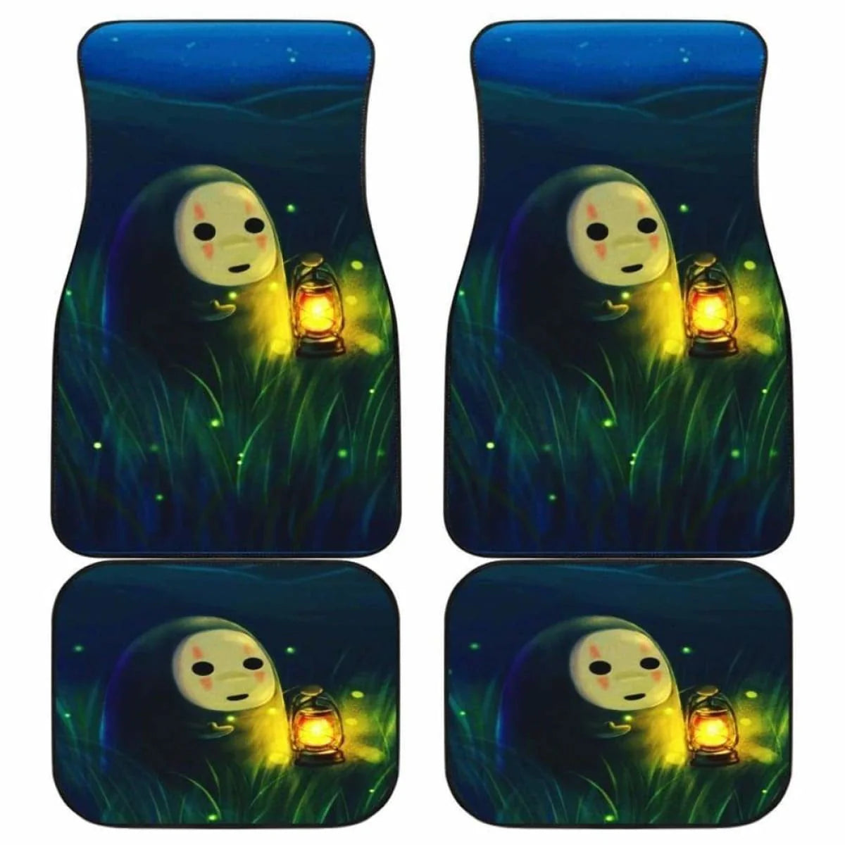 SGhibli Car Mats SGhibli Chibi Cute No Face On The Field Car Floor Mat Black