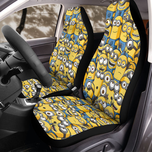 Minions Car Seat Covers Despicable Me All Minions Pattern Art Seat Covers Yellow Blue