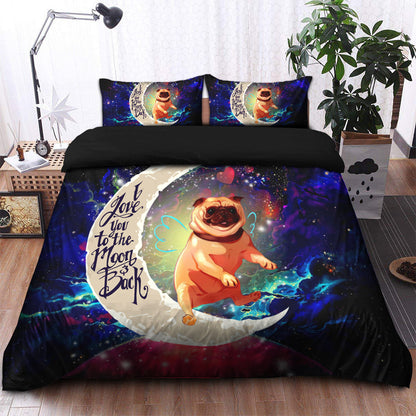 Cute Bull Dog Love You To The Moon Galaxy Bedding Set