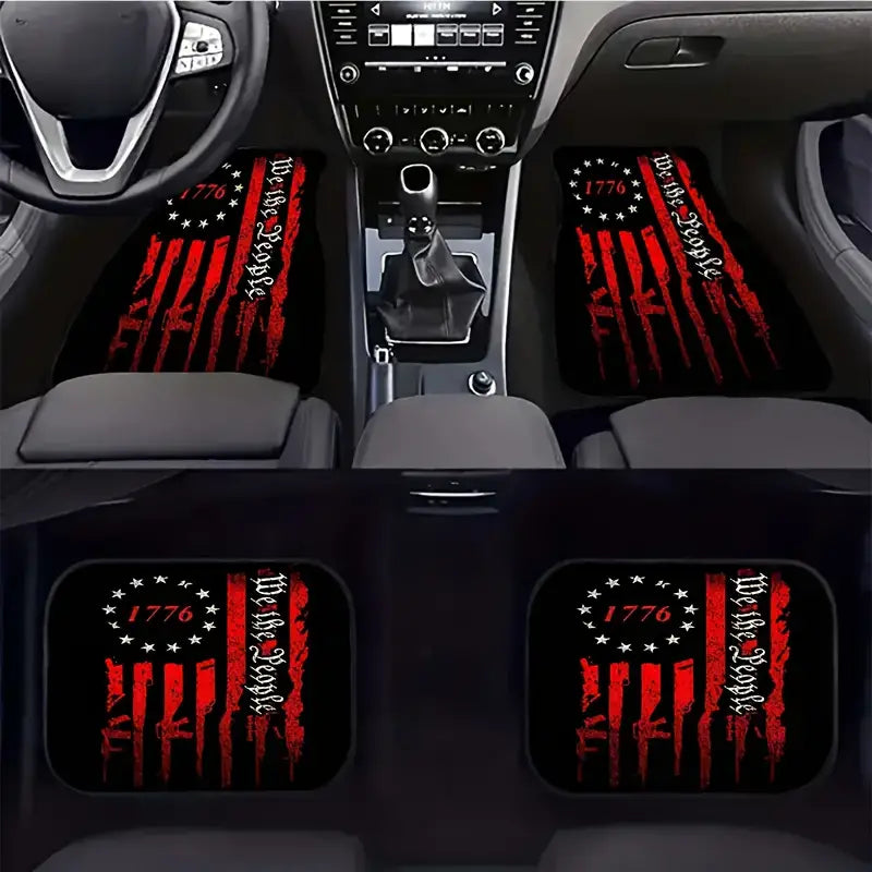 Veteran Car Mats We The People 1776 American Flag Car Floor Mats Black Red