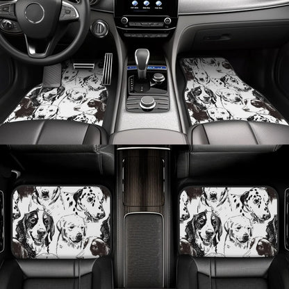 Dog Car Floor Mats Many Dog Breeds Art Graphic Black White Car Mats