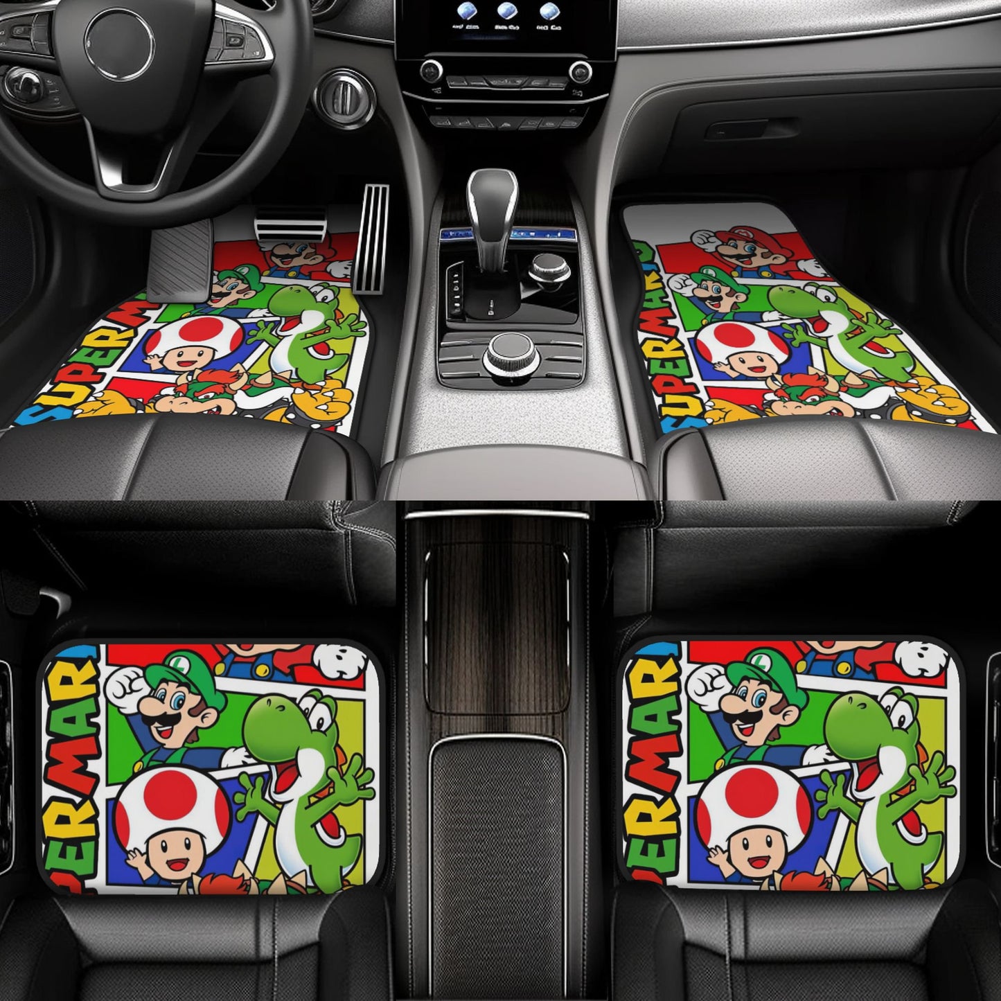 Mario Car Mats Cute Mario Game Character Graphic Car Floor Mats Colorful