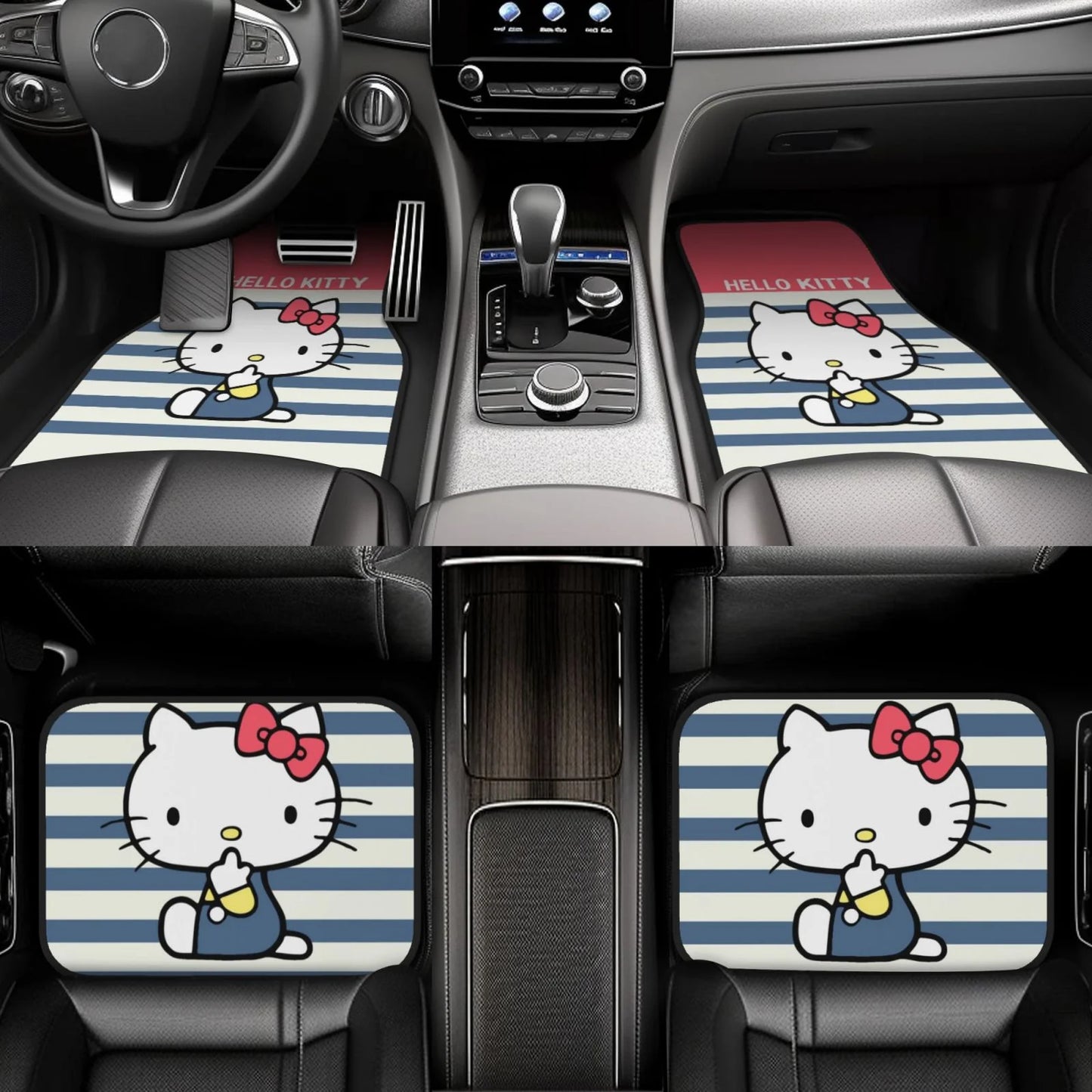 Hello Kitty Car Mats Hello Kitty Sitting Stripes Pattern Car Floor Mats White Pink