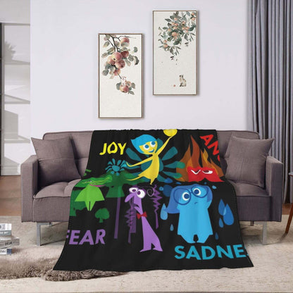 Inside Out Blanket DN Joy Fear Sadness Angry Disgust Emotions Blanket Black