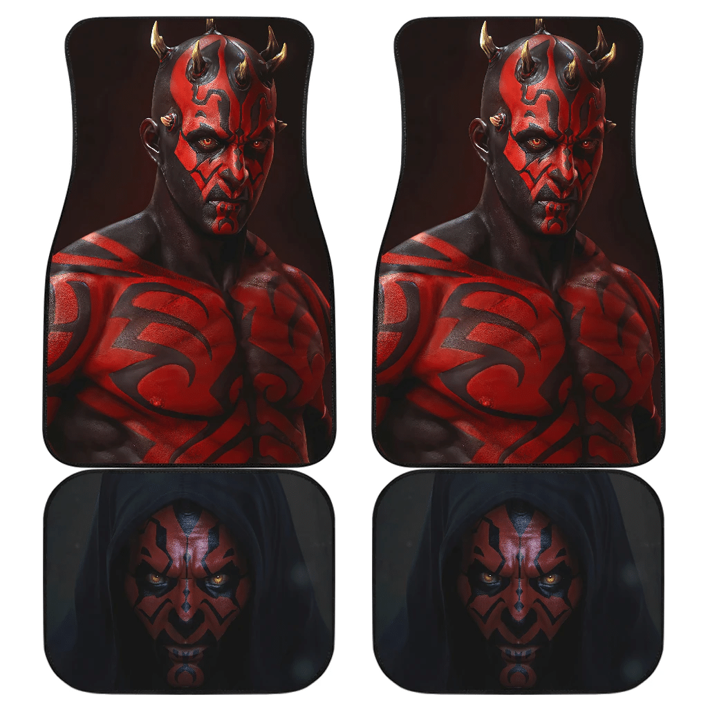 SW Car Mats SW Darth Maul Angry Face Car Floor Mats Black Red