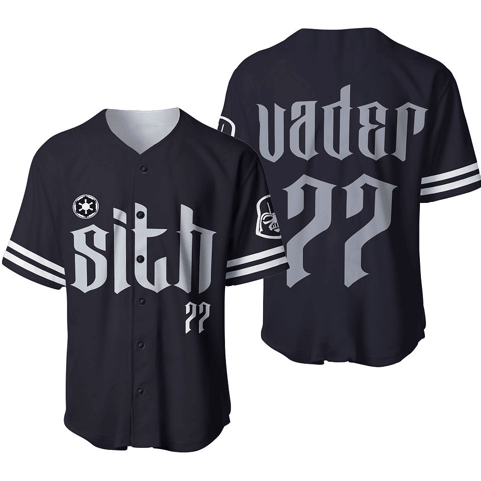 SW Baseball Jersey Darth Vader Sith 77 SW Jersey Shirt Black Unisex Adult New Release