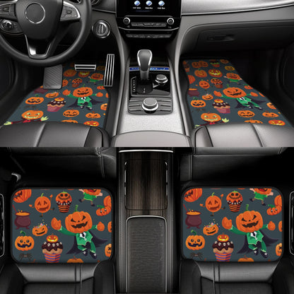 Halloween Car Mats Halloween Pumpkin Cupcake Pattern Car Floor Mats Orange