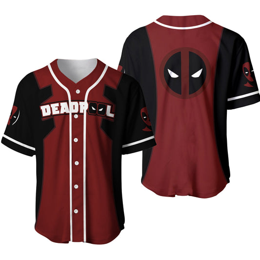 Marvel Jersey Marvel Anti-Hero Deadpool Mask Symbol Red Black Jersey Shirt Marvel Baseball Jersey Deadpool Baseball Jersey