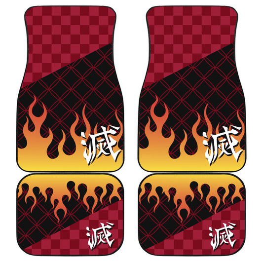Demon Slayer Car Mats Kyojuro Rengoku Fire Pattern Demon Slayer Car Floor Mats