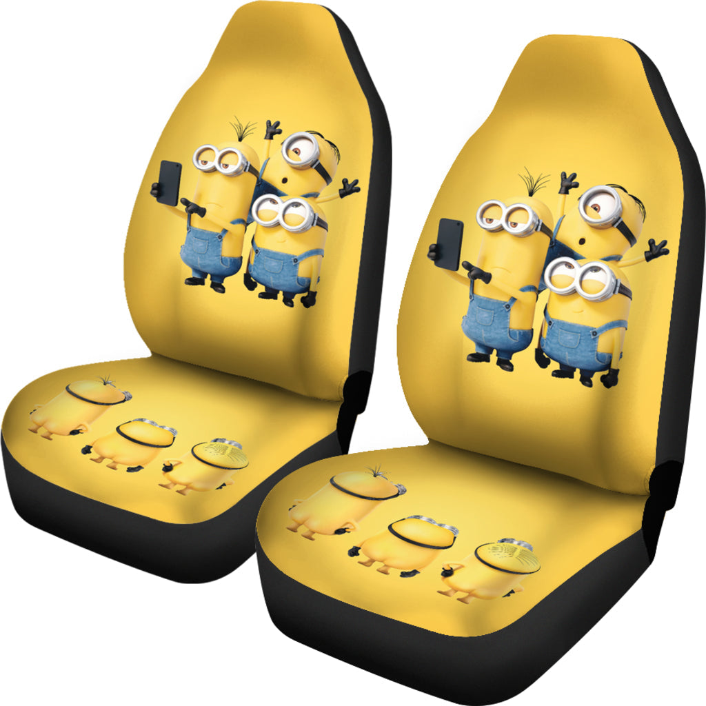 Minion Car Seat Covers Funny Minions Taking Selfie Seat Covers Yellow