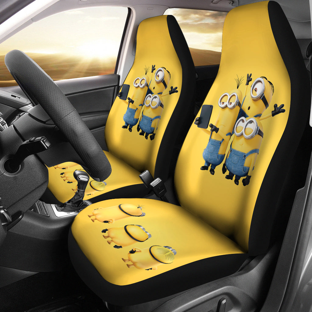 Minion Car Seat Covers Funny Minions Taking Selfie Seat Covers Yellow