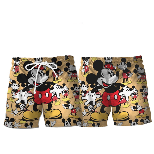 MM Shorts DN MM Funny Poses Pattern Beach Shorts Yellow