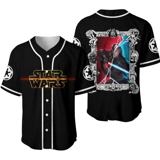 Star Wars Jersey Star Wars Darth Vader Character Frame Galactic Empire Symbol Black Jersey Shirt Star Wars Baseball Jersey