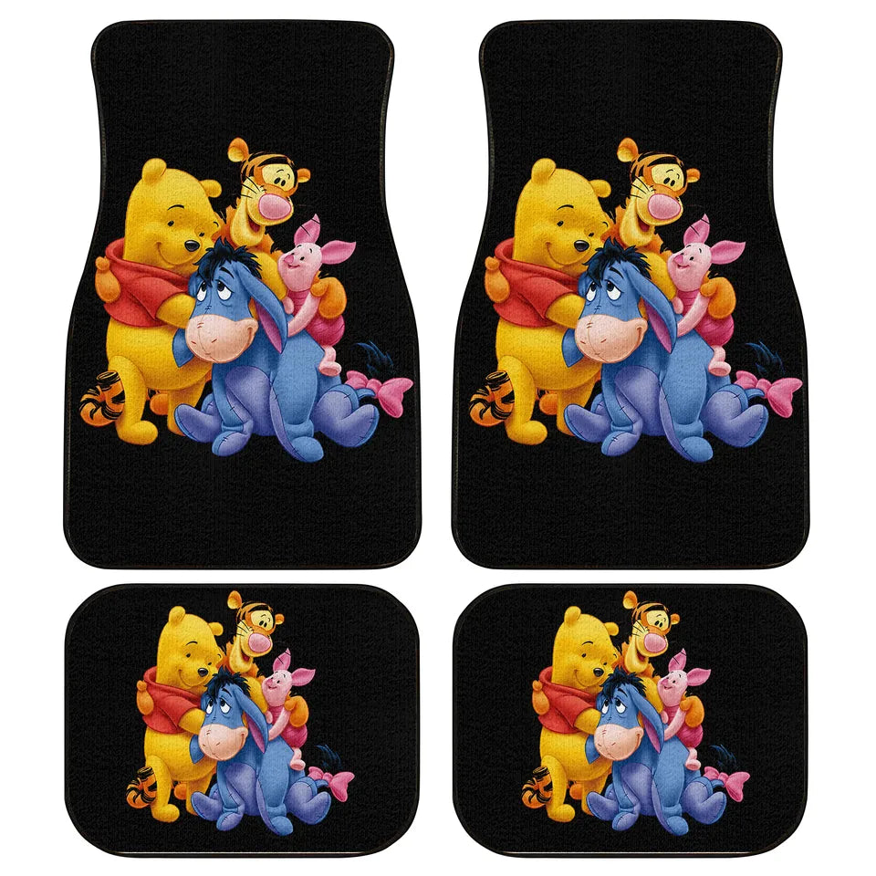 WTP Car Mats Pooh Eeyore Tigger Piglet Car Floor Mats Black