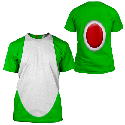 Super Mario Costume Hoodie Game Character Yoshi Costume T-shirt Sweatshirt Green White Unisex Adults