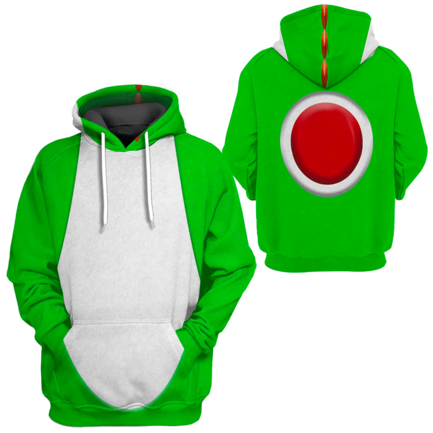 Super Mario Costume Hoodie Game Character Yoshi Costume T-shirt Sweatshirt Green White Unisex Adults