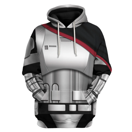 SW Hoodie Captain Phasma’s Armor Costume SW Cosplay T-shirt Sweatshirt Black Silver Unisex Adults