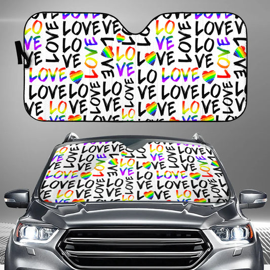 LGBT Car Sun Shade Love Is Love LGBT Support Winshield Sun Shade Black White