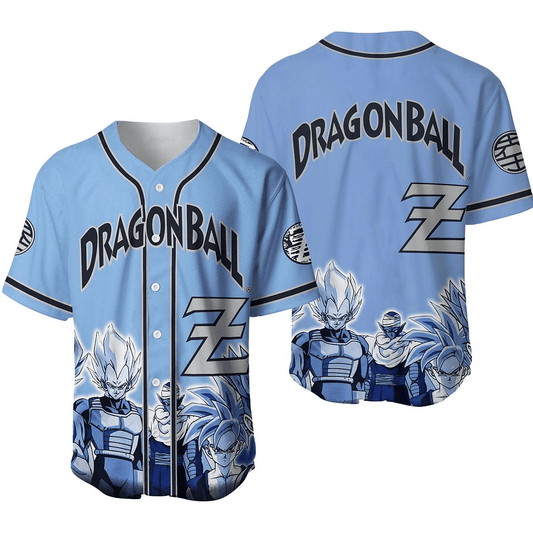 Dragon Ball Baseball Jersey Characters Vintage Style Dragon Ball Jersey Shirt Blue Unisex Adult New Release