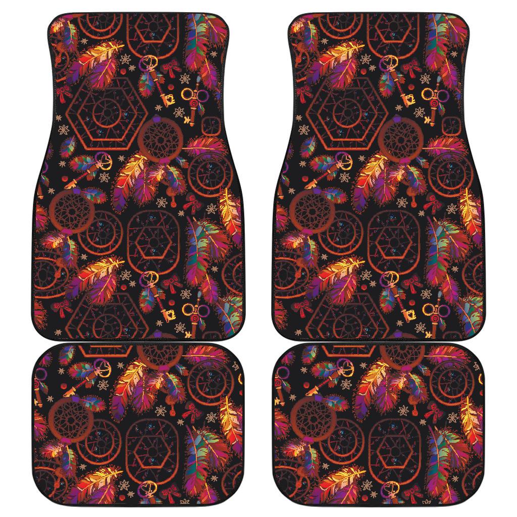 Native American Car Mats Native American Dreamcatchers Keys Pattern Car Floor Mats Black Red