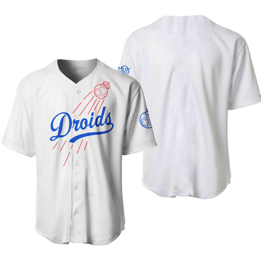 Star Wars Jersey Droids Disney Star Wars BB-8 Robot Graphic White Jersey Shirt Star Wars Baseball Jersey