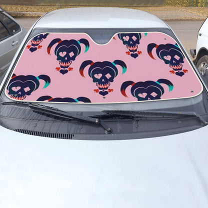 Harley Quinn Car Sun Shade Harley Quinn Symbol Pattern Winshield Sun Shade Black Pink