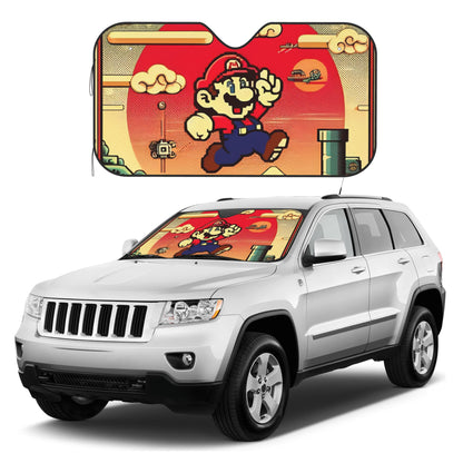 Mario Car Sun Shade Super Mario Jumping In The Game Winshield Sun Shade Yellow Red