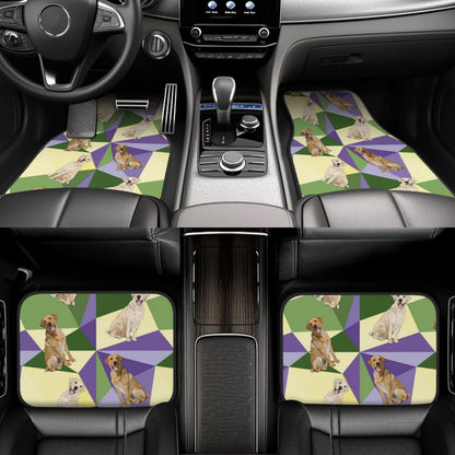 Dog Car Floor Mats Funny Labrador Retriever Dog Polygon Art Colorful Car Mats